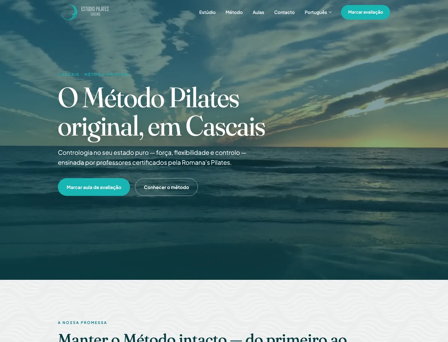 Página inicial de estudiopilatescascais.com.