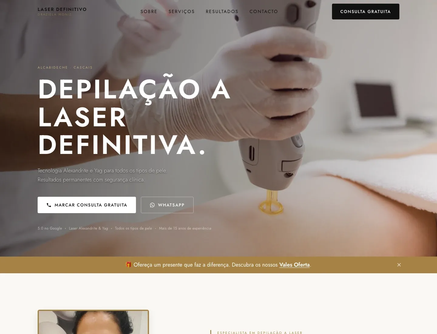 Página inicial de lasergrazielamoniz.pt.